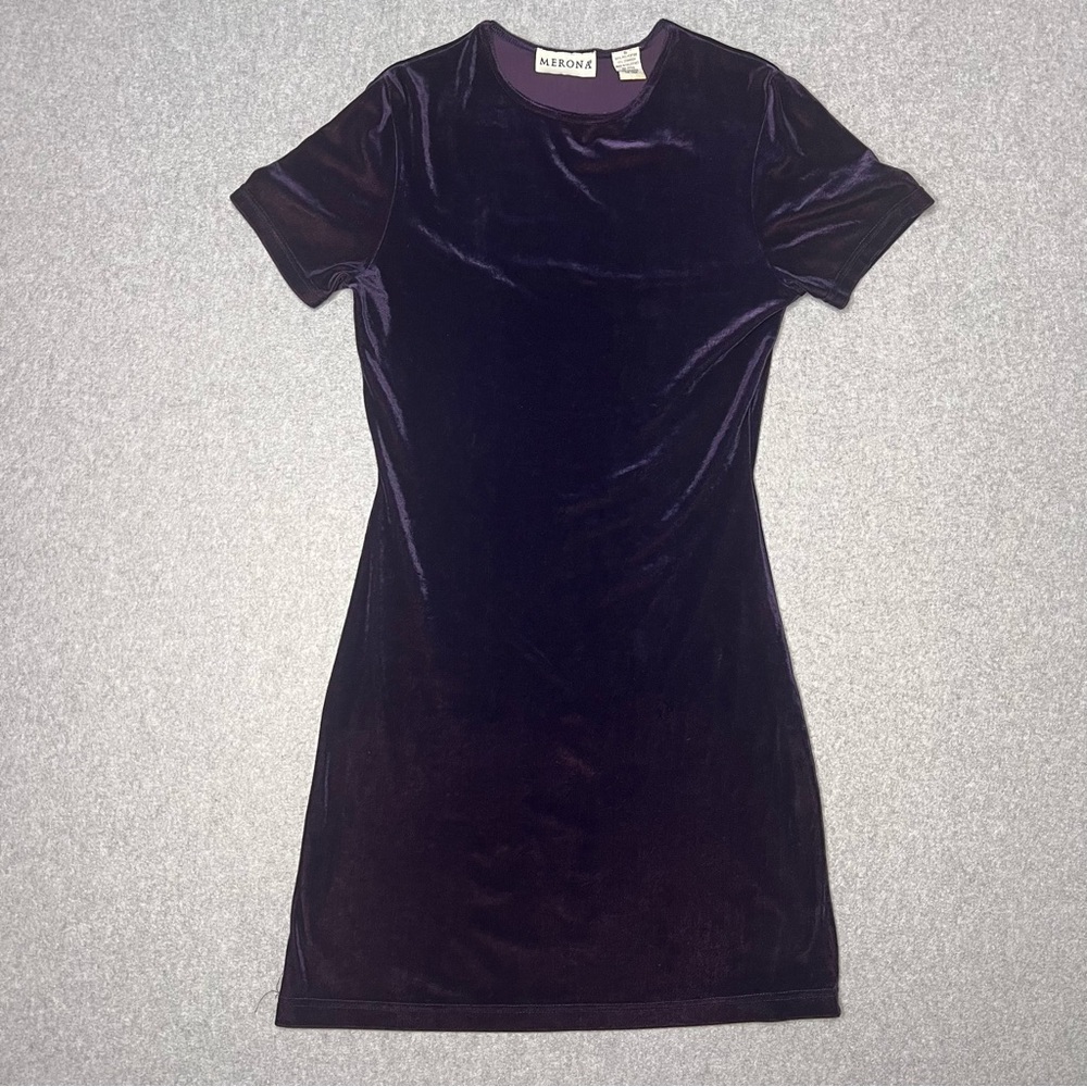 Vintage Merona 90s Purple Velvet Shirt Dress Size Small Grunge Witchy Whimsigoth